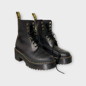 Dr. Martens Shriver High Leather Boots Black Size 5 US 3 UK Lace Up Platform EUC